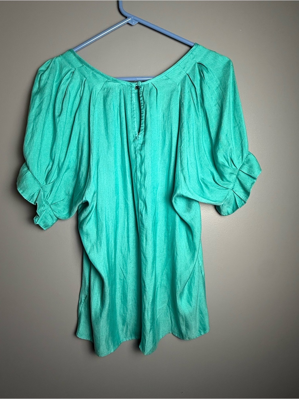 Express Teal Balloon Sleeve Lightweight Short Sleeve Blouse Womens Sz S